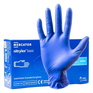 Mercator rękawiczki nitrylowe bezpudrowe niebieskie M 100szt.