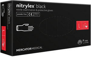 Mercator rękawiczki nitrylowe bezpudrowe czarne L 100szt.